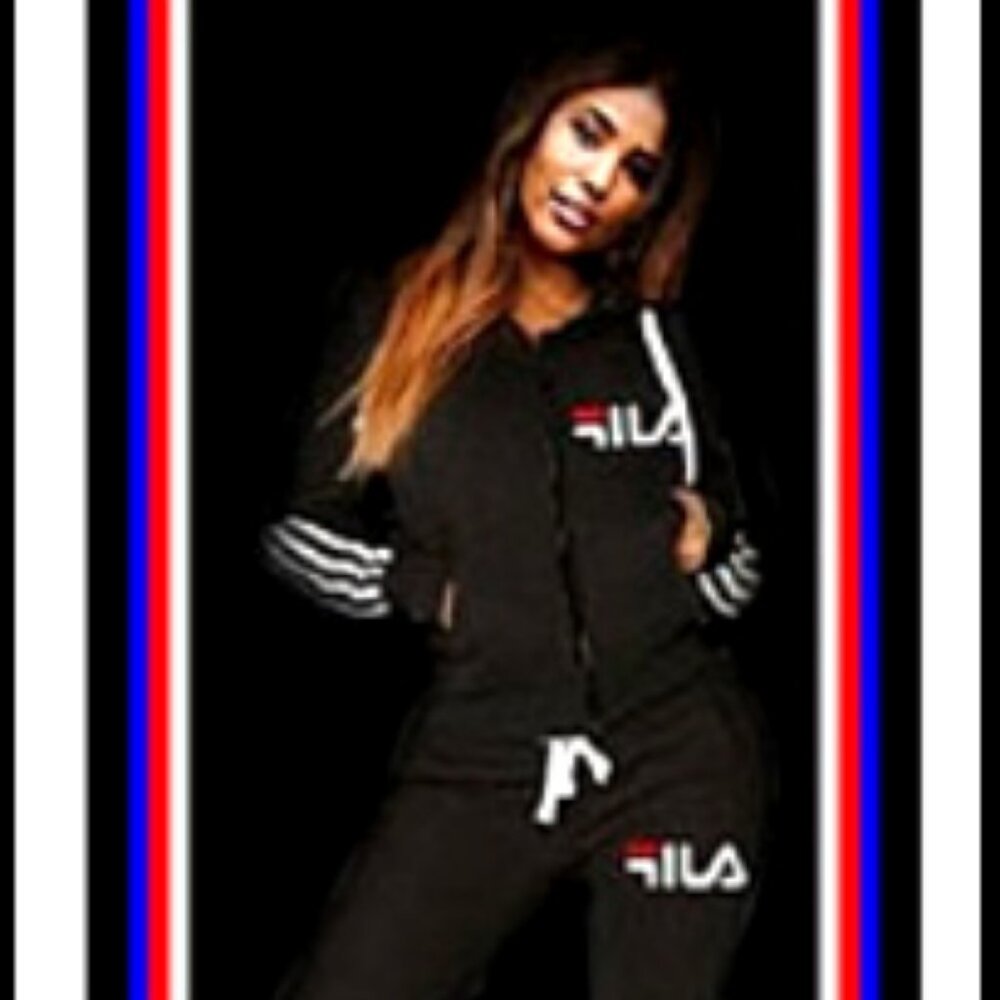 New Rare Unisex Fila Black Tracksuit "LOVE", Fits M-L